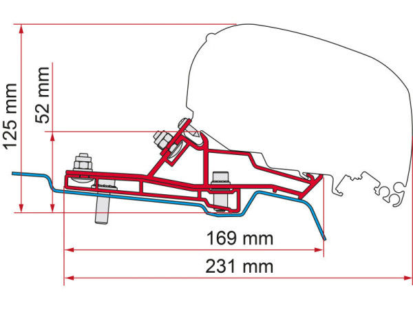 Montážní adaptér Fiamma pro markýzy F65/F80 na Ford Transit Van H2L2 (290 cm, RHD)