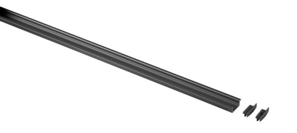 Hliníkový profil černý, plochý L1,5m x V8mm + 2 koncovky, pro LED pásky