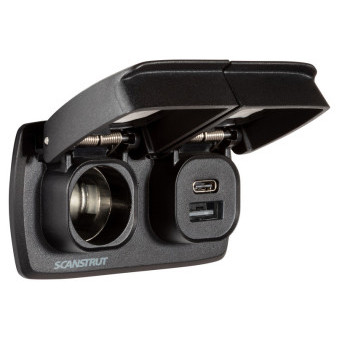 Zásuvka nabíjecí Scanstrut Flip Pro Duo 12 V, USB-A a USB-C, vodotěsná IPX4