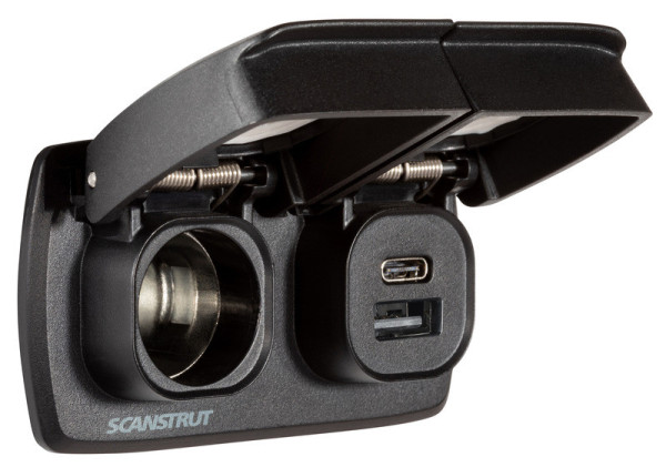 Zásuvka nabíjecí Scanstrut Flip Pro Duo 12 V, USB-A a USB-C, vodotěsná IPX4