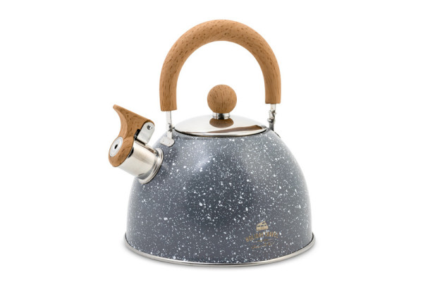 Konvice varná, s píšťalkou CASSIA 1,5l, vzhled kamene, rukojeť/víko vzhled dřeva