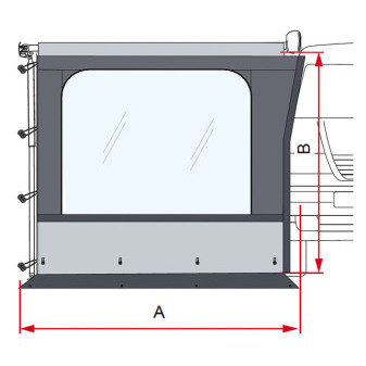 Boční stěna s oknem Fiamma Side W Pro Van (pro markýzu F43 / F43 Van, délka výsuvu 230 cm)
