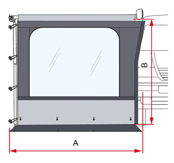 Boční stěna s oknem Fiamma Side W Pro Van (pro markýzu F43 / F43 Van, délka výsuvu 230 cm)