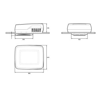 Klimatizace střešní Plein-Aircon 12V (1,2 kW, pro vozy do 6 m, 40×40 cm)