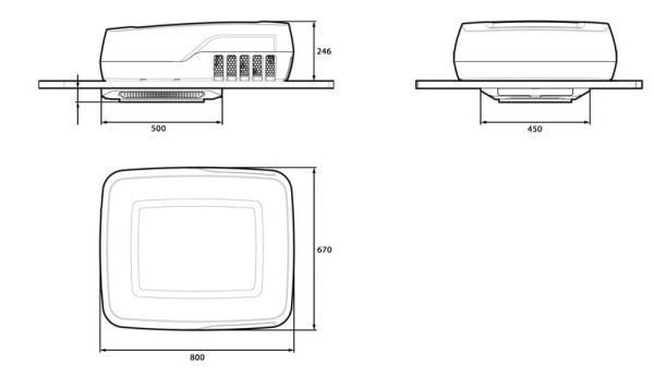 Klimatizace střešní Plein-Aircon 12V (1,2 kW, pro vozy do 6 m, 40×40 cm)