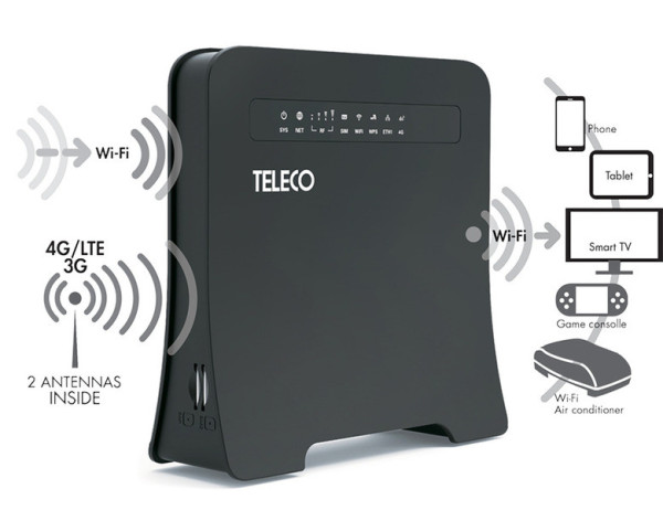 4G/LTE Wi-Fi router s funkcí opakovače Teleco WLT24EX2 (12 V)