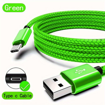 Kabel USB C s rychlým nabíjením, zelený, 1m