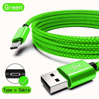 Kabel USB C s rychlým nabíjením, zelený, 3m