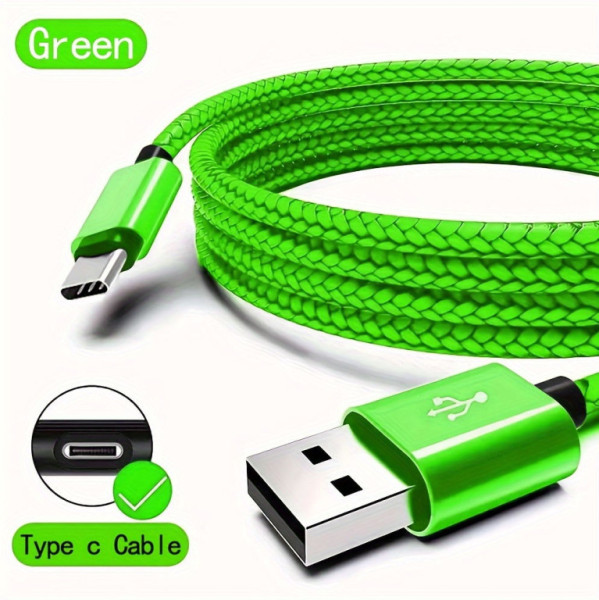 Kabel USB C s rychlým nabíjením, zelený, 3m
