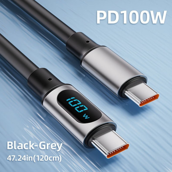 Kabel USB - C - USB - C, 120cm, 100W, s digitálním displejem