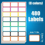 Štítky samolepící, 480ks, 8 barev