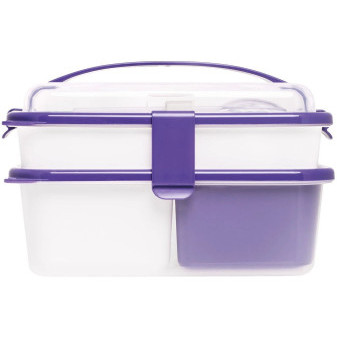 Box obědový praktický Omada Sanaliving Box Set 26x17.5x15.5cm/1L+2L(1L+1L) Viola modrý