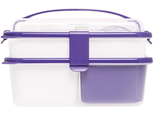 Box obědový praktický Omada Sanaliving Box Set 26x17.5x15.5cm/1L+2L(1L+1L) Viola modrý