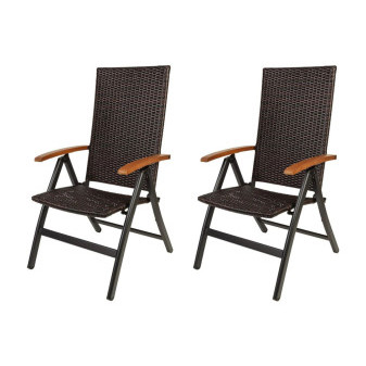 Křeslo skládací Valencia, hnědé, 2ks
