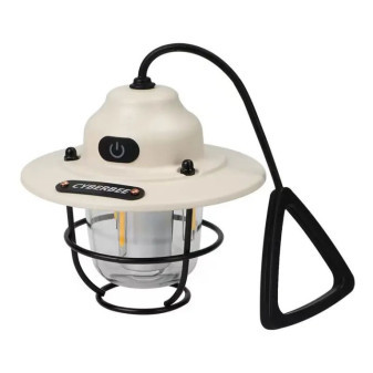 Lampa kempingová, dobíjecí, závěsná, béžová + klíčenka
