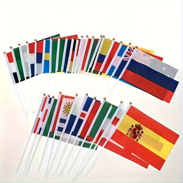 Sada 32ručních polyesterových vlajek