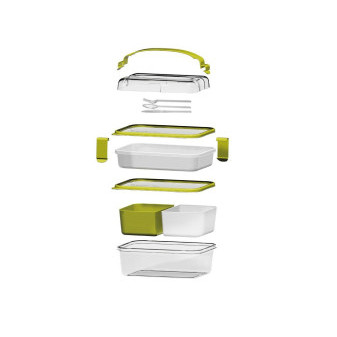 Box obědový praktický Omada Sanaliving Box Set 26x17.5x15.5cm/1L+2L(1L+1L) Verdemela zelený