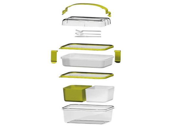 Box obědový praktický Omada Sanaliving Box Set 26x17.5x15.5cm/1L+2L(1L+1L) Verdemela zelený