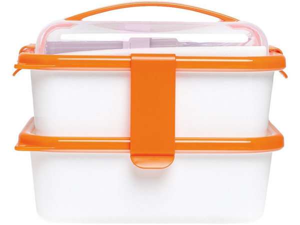 Box obědový praktický Omada Sanaliving Box Set 26x17.5x15.5cm/1L+2L(1L+1L) Arancio oranžový