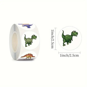 Samolepky kreslených dinosaurů, role 500ks