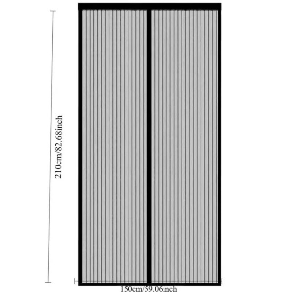 Síť proti hmyzu na dveře, magnetická, prodyšná, černá 80x210