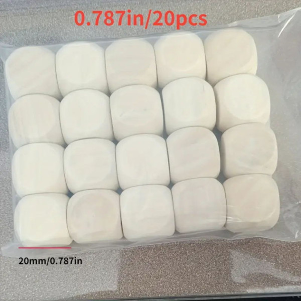 Balení dřevěných prázdných kostek 20 mm, 20ks