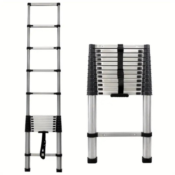 Žebřík teleskopický z nerezové oceli, 2.6m