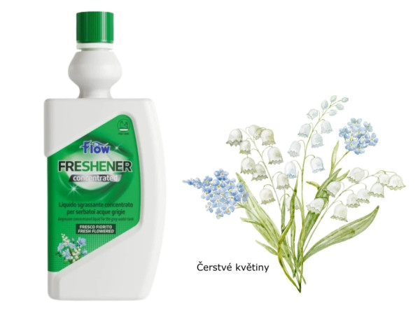 Flow Freshener Odmašťovací přípravek pro nádrže na šedou vodu koncentrát 800ml čerstvé květiny