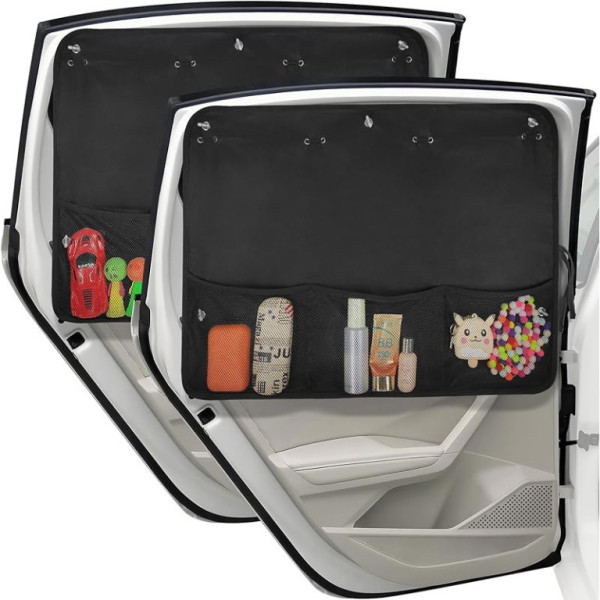 Clona sluneční, boční, 2ks, závěsná s úložnými kapsami, černá