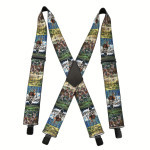 Šle pánské s černou přezkou ve tvaru X a zvířecím potiskem