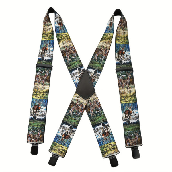 Šle pánské s černou přezkou ve tvaru X a zvířecím potiskem