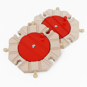 Kolejnice dřevěné, vláčkové s otočnými červenými disky, 2ks