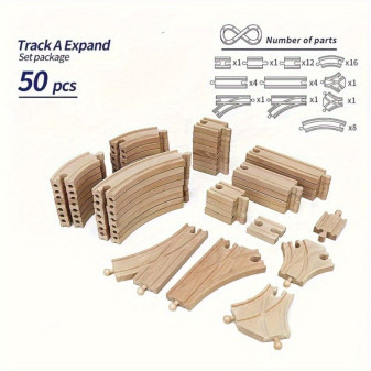 Sada 50ks dřevěné vlakové dráhy