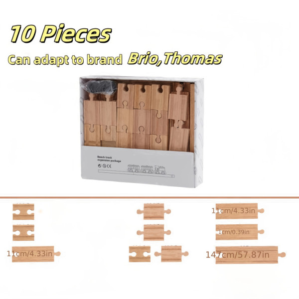 Dráha pro autíčka, dřevěná, 10dílů sada kolejí