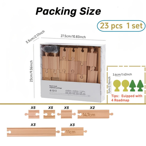 Dráha dřevěná pro autíčka, 23 skladeb, 4 značky