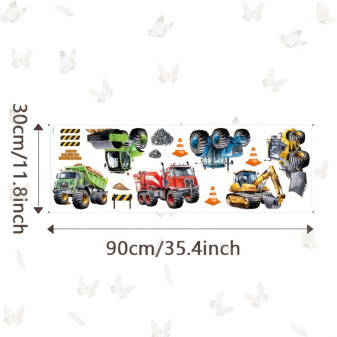 Dekorace odnímatelné, vinylové na zeď s motivem stavebních strojů a traktorů