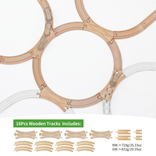 Sada16 dřevěných vláčků