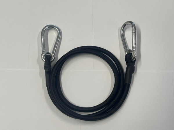 Popruh gumový 1.5m, průměr 8mm , karabina, černý