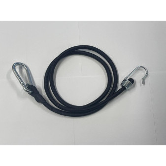 Popruh gumový 2m, průměr 8mm, karabina/háček, černý