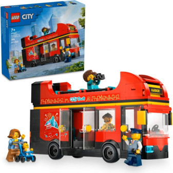 Lego červený dvoupodlažní vyhlídkový autobus