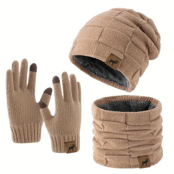 Sada čepice, nákrčník, rukavice, khaki