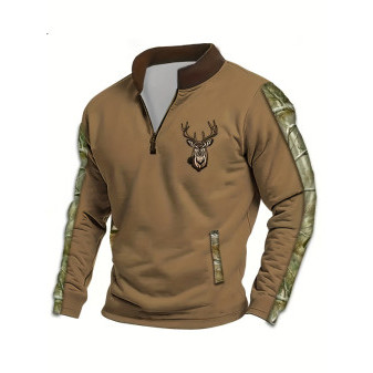 Mikina pánská se stojáčkem, khaki, vel.2XL