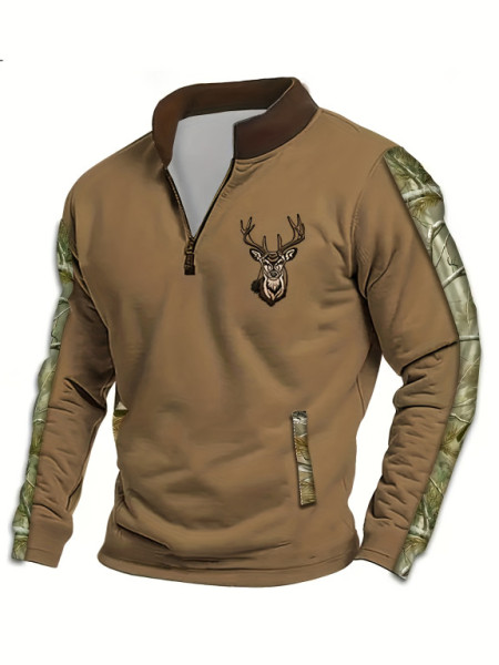 Mikina pánská se stojáčkem, khaki, vel.2XL