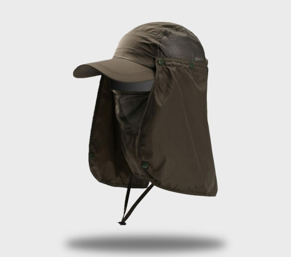 Klobouk outdoorový, hnědý, polyester, Kamper