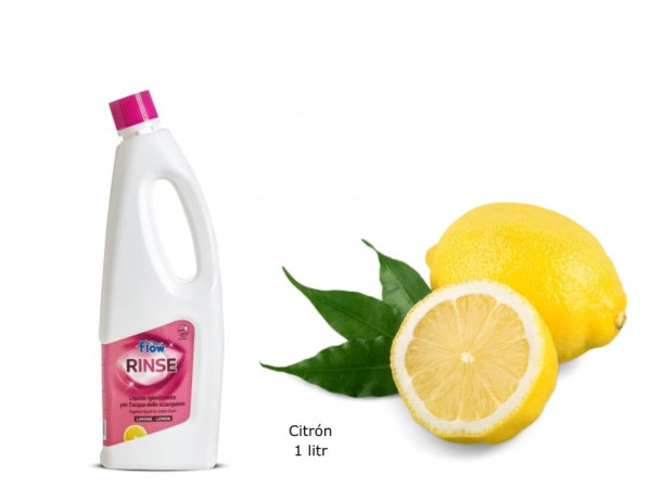 Flow Rinse WC chemie - sanitární  přípravek pro splachovací nádrže chemických WC CITRON 1L