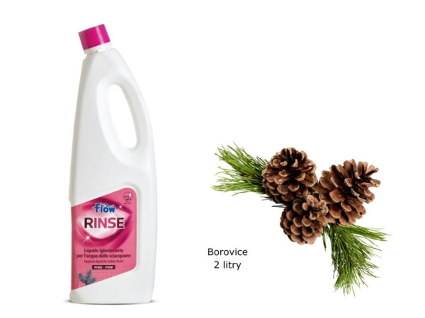 Flow Rinse WC chemie - sanitární přípravek pro splachovací nádrže chemických WC BOROVICE 2L