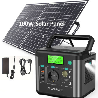 Panel solární s přenosnou externí baterií, 222Wh, PD65W