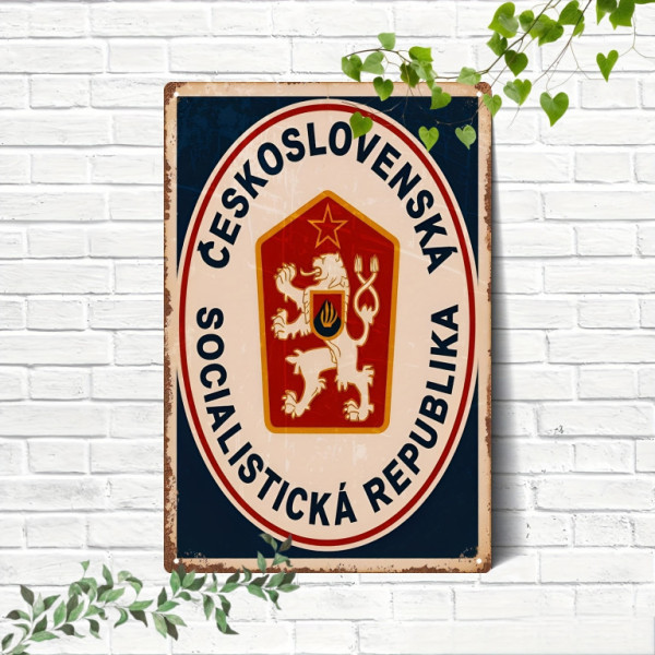 Plaketa dekorativní ČSSR 20x30cm, tmavě modrý okraj