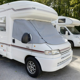 Kryt na čelní sklo pro obytný vůz Fiat Ducato, Ford Transit, stříbrný