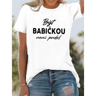 Tričko dámské s nápisem, bílé, XL